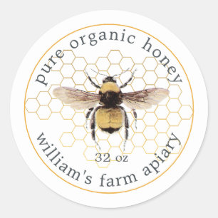 Honey Jar Label Honeybee Apiary Honeycomb White
