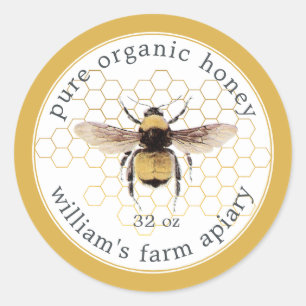 Honey Jar Label Honeybee Apiary Honeycomb Yellow