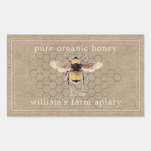 Honey Jar Label Honeybee Apiary Kraft Paper