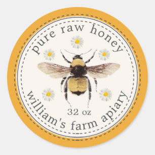 Honey Jar Label Honeybee Apiary Mellow Yellow