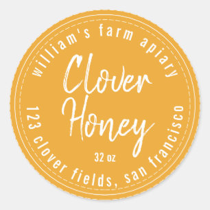 Honey Jar Label Honeybee Apiary Mellow Yellow