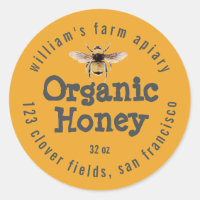 Honey Jar Label Honeybee Apiary Mellow Yellow