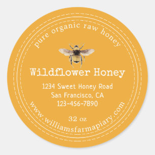 Honey Jar Label Honeybee Apiary Yellow