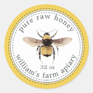 Honey Jar Label Honeybee Apiary Yellow