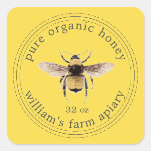 Honey Jar Label Honeybee Apiary Yellow