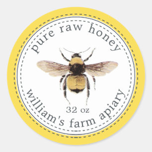 Honey Jar Label Honeybee Apiary Yellow