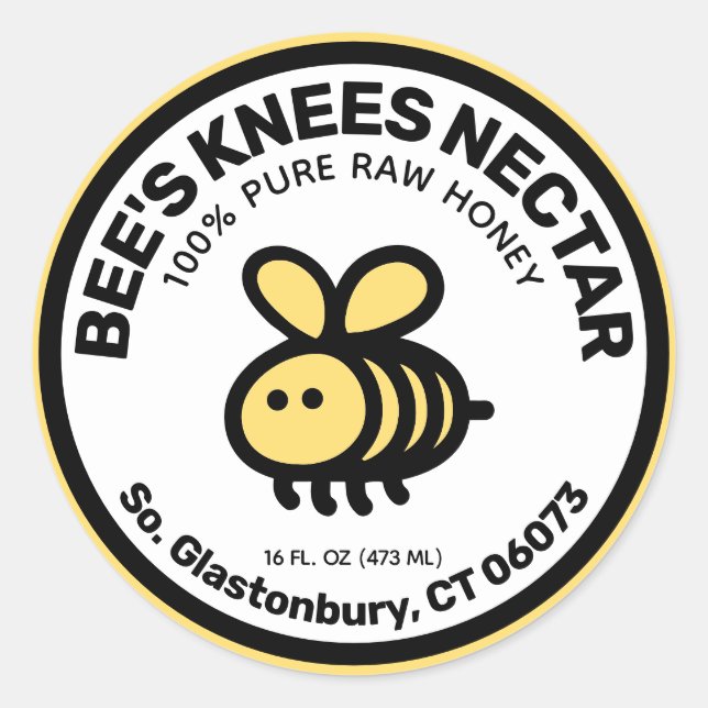  Honey Jar Label Modern Cute Bee (Front)