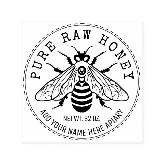 Honey Jar Labelling | Honeybee Honeycomb Bee Apiar Self-inking Stamp (Design)