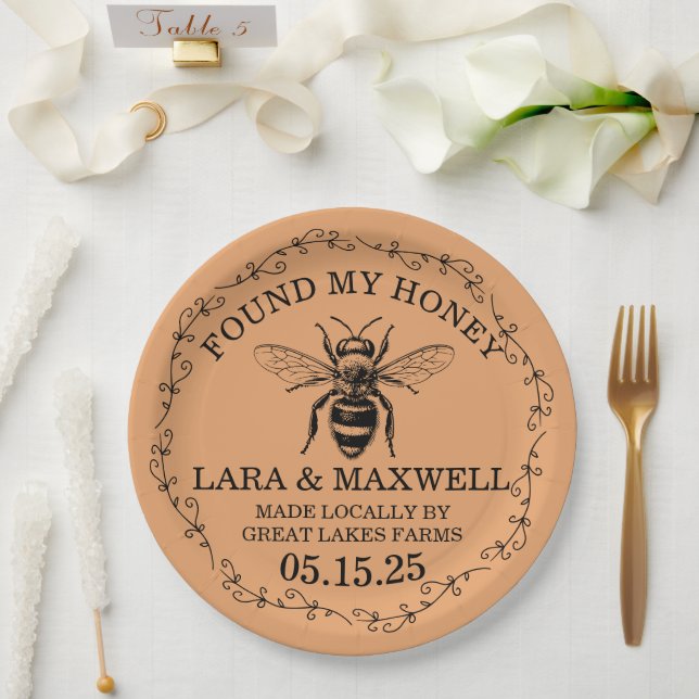 Honey Jar Labels for Wedding Favours Paper Plate (Wedding)