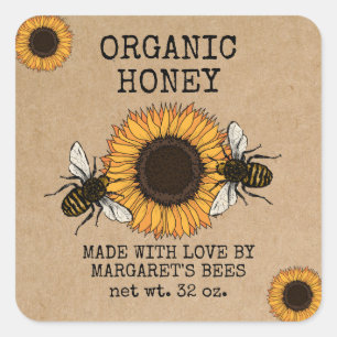 Honey Jar Labels Honeybee Honeycomb Bee Apiary