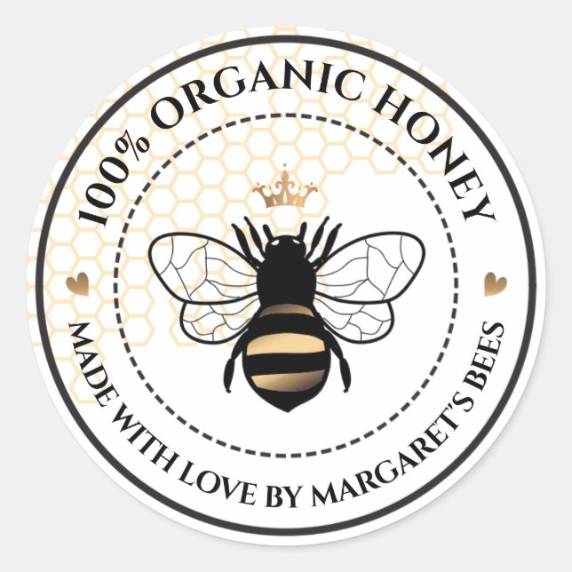Honey Jar Labels Honeybee Honeycomb Bee Apiary (Front)