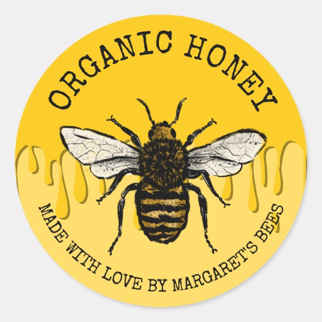 Honey Jar Labels Honeybee Honeycomb Bee Apiary (Front)