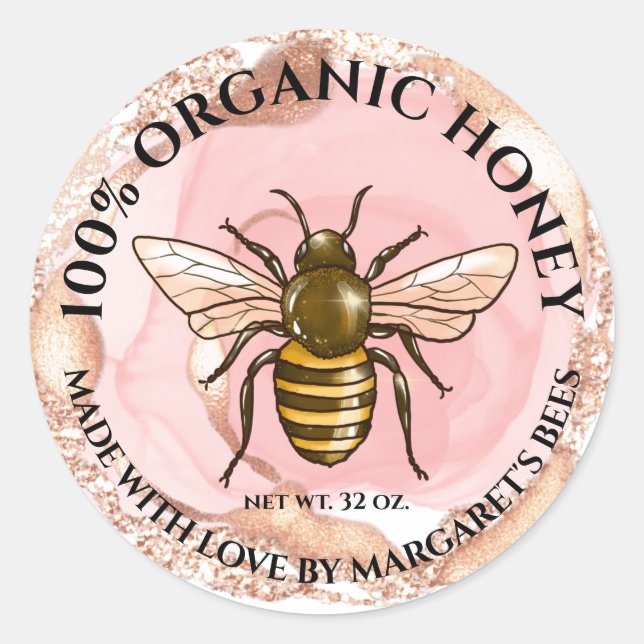 Honey Jar Labels Honeybee Honeycomb Bee Product (Front)