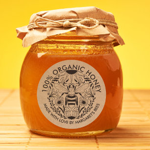 Honey Jar Labels Honeybee Honeycomb Bee Product