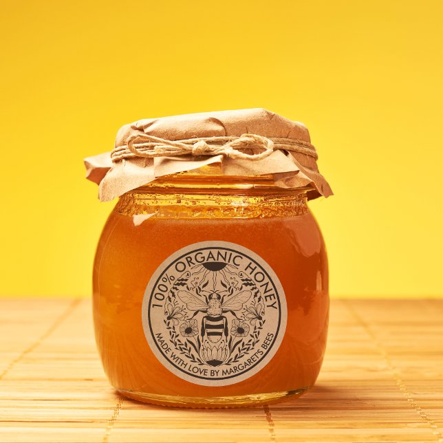 Honey Jar Labels Honeybee Honeycomb Bee Product (honey bee circle
 label  )