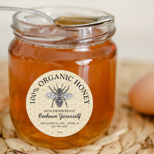 Honey Jar Labels   Honeybee Honeycomb Food
