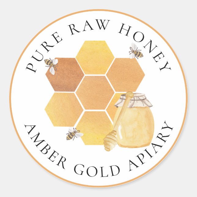 Honey Jar Labels Honeybees Honeycomb Bee Apiary (Front)