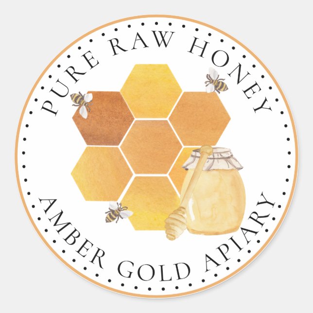 Honey Jar Labels Honeybees Honeycomb Bee Apiary (Front)