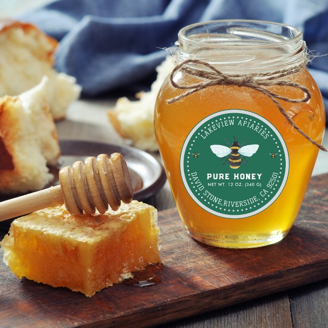 Honey Jar Labels | Pure Honey Custom Level (Honey Jar Square Level )