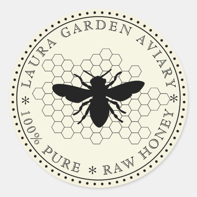 Honey jar lid label for Bee Comb Apiary (Front)