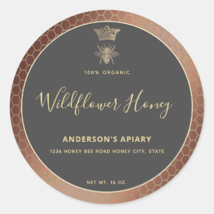 Honey jar modern script queen bee   square sticker