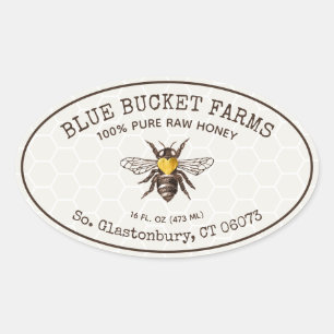  Honey Jar Oval Label Honeycomb Bee