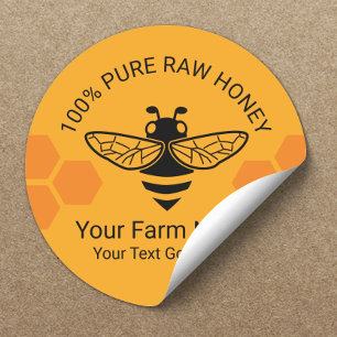 Honey Jar Pure Raw Honey Bee Apiary Beekeeper Classic Round Sticker
