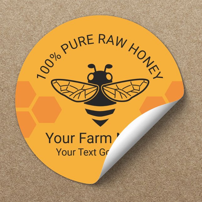Honey Jar Pure Raw Honey Bee Apiary Beekeeper Classic Round Sticker (Creator Uploaded)