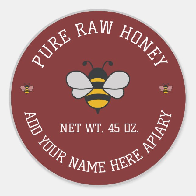 Honey Jar Stickers | Bee & Honeycomb Apiary Labels (Front)