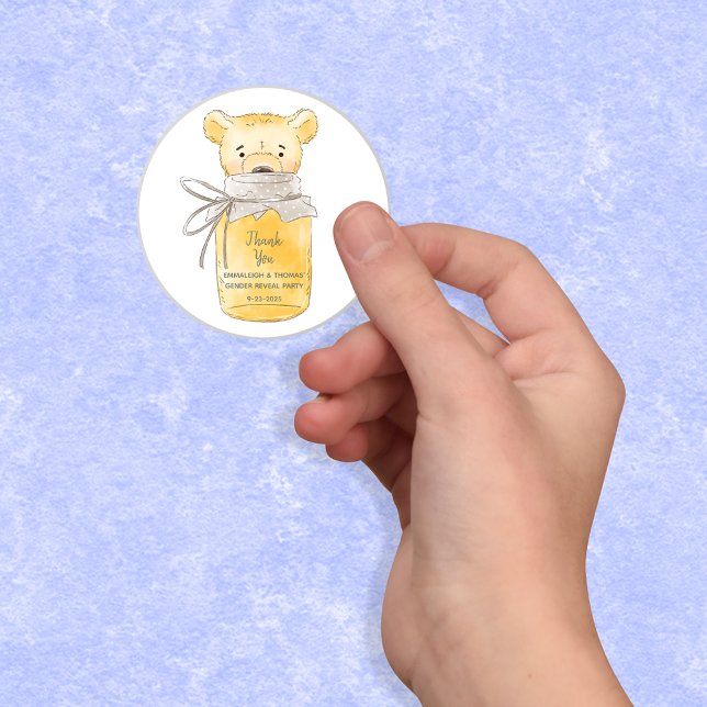 Honey Jar Teddy Bear Thank You Classic Round Sticker (Creator Uploaded)