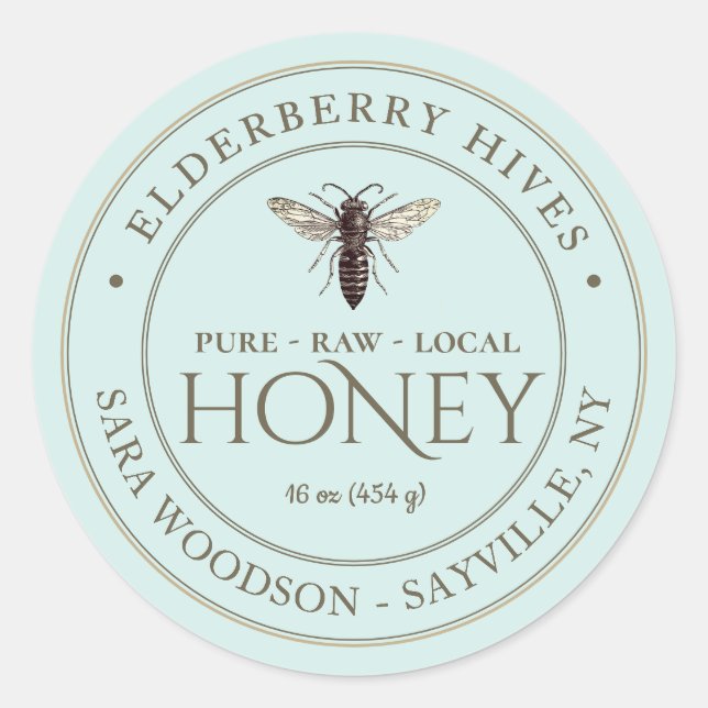 Honey Label 19th Century Queen Bee in Seafoam (Front)