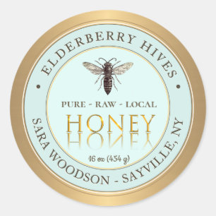 Honey Label 19th Century Queen Bee in Seafoam