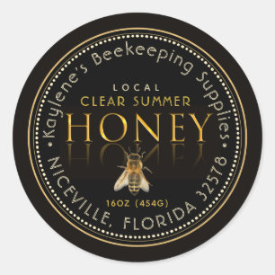 Honey Label Reflection with Bee 