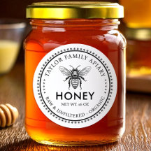 Honey label with custom colour honey bee