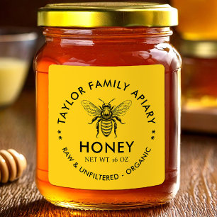Honey label with custom colour honey bee