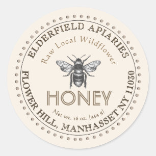 Honey Label with vintage honeybee dotted border