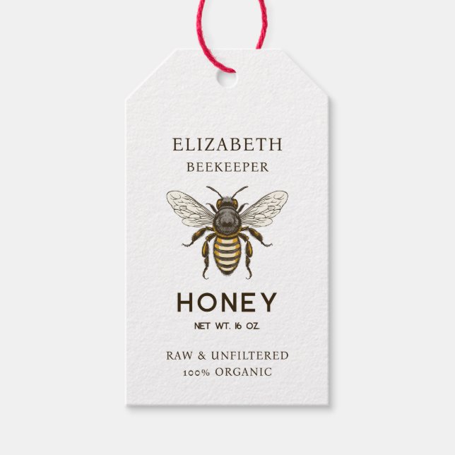 Honey label with vintage style bee (Front)