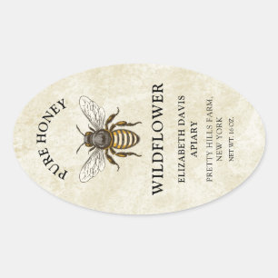 Honey label with vintage style honey bee