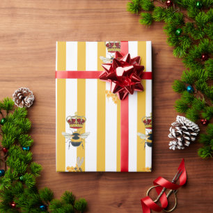 honey label yellow stripes wrapping paper