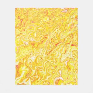 Honey Lemon Yellow Marble Texture Abstract Liquid Fleece Blanket
