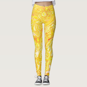 Honey Lemon Yellow Marble Texture Abstract Liquid Leggings