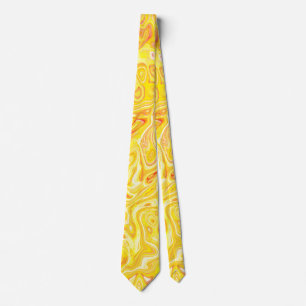 Honey Lemon Yellow Marble Texture Abstract Liquid Tie