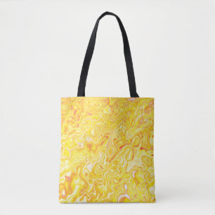 Honey Lemon Yellow Marble Texture Abstract Liquid Tote Bag