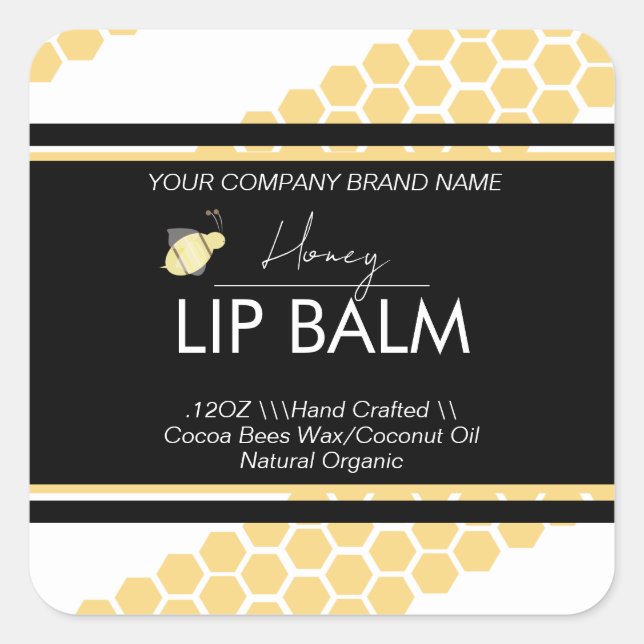 Honey Lip Balm Business Packaging Square Sticker (Front)