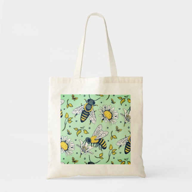 Honey Lots of Bees Pattern Tote Bag (Front)