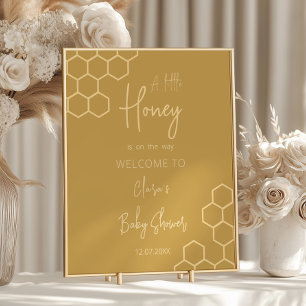 Honey Minimal Golden Beige Baby Shower Welcome Poster