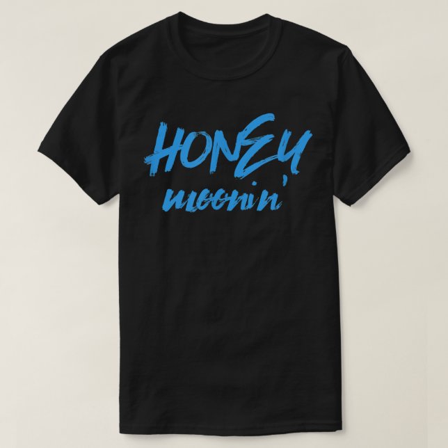 Honey MooninMarried Couple Cool Blue Honeymoon Vac T-Shirt (Design Front)
