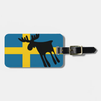 Honey / Moose with Swedish flag Luggage Tag