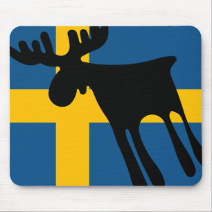 Honey / Moose with Swedish flag Mouse Mat