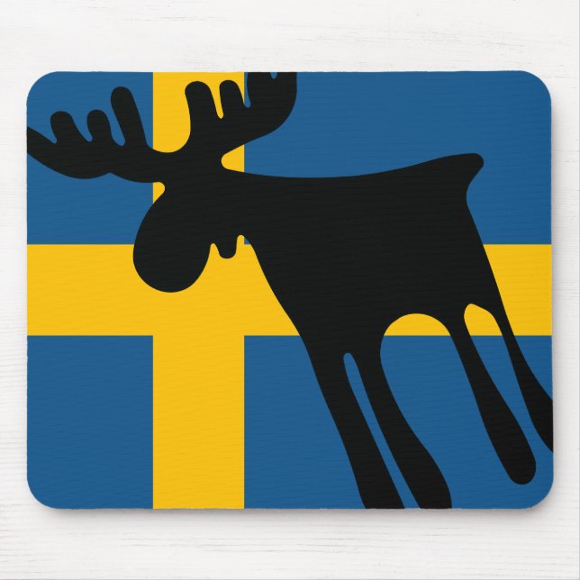 Honey / Moose with Swedish flag Mouse Mat (Front)